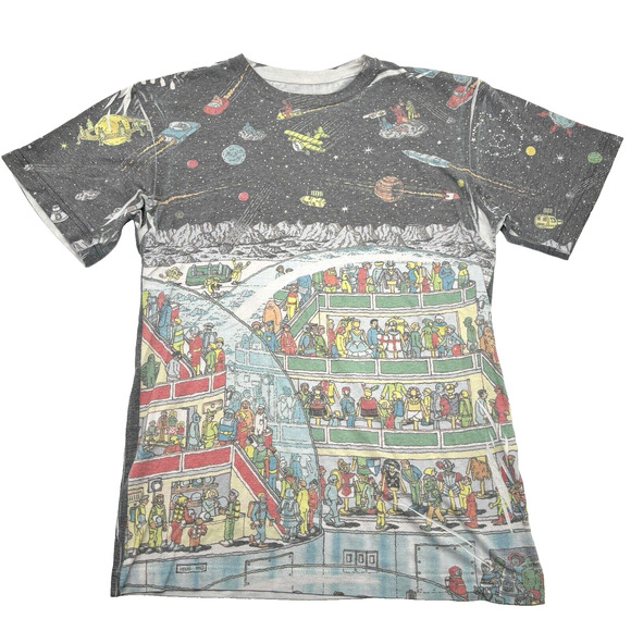 Vintage 90s Where's Waldo? Outer Space Short Sleeve T-shirt Unisex Small - Picture 1 of 10
